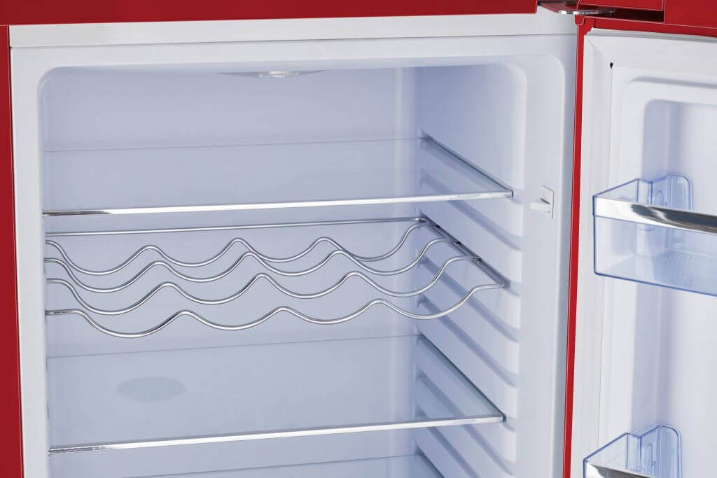 Unique 9 Cu/Ft Retro Refrigerator interior shelves | Cabin Depot