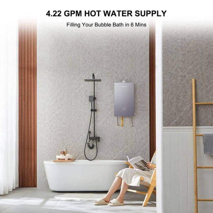 Camplux 16L 4.22 GPM (CSA) Indoor Tankless Water Heater With Thimble -Grey Water Heater