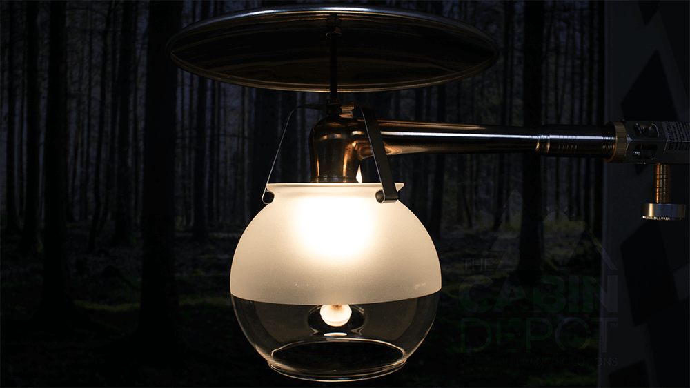 Midstate Model 450 Propane Lamp by Cabin Depot, indoor gas light showcasing adjustable brightness, OTL certified, 100 watt equivalent.