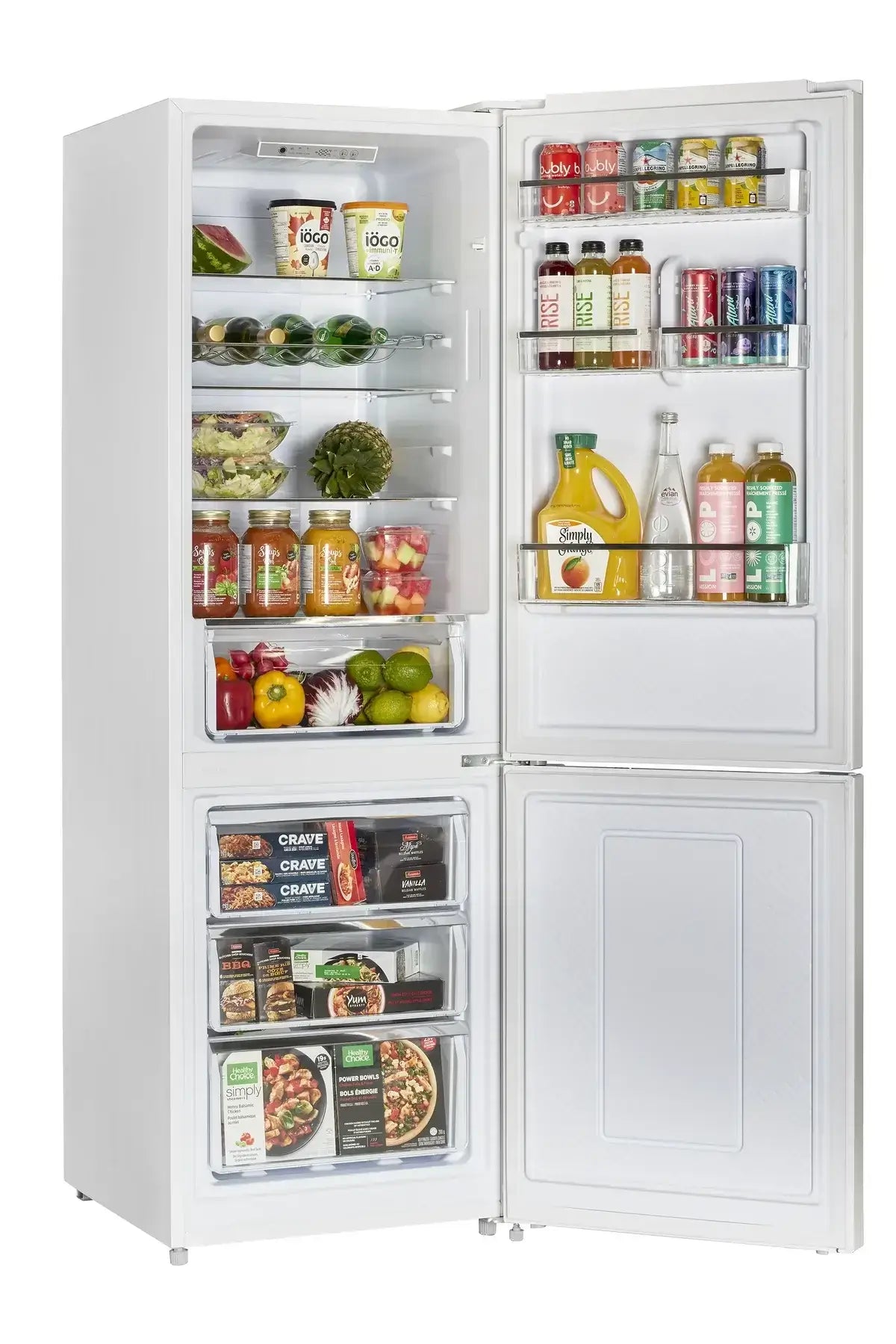 Unique 12 Cu/Ft 325L DC Bottom Mount Refrigerator by Cabin Depot, showcasing energy-efficient design and spacious interiors with glass shelves.