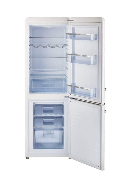 Unique 9 cu/ft bottom mount retro refrigerator with open doors from Cabin Depot