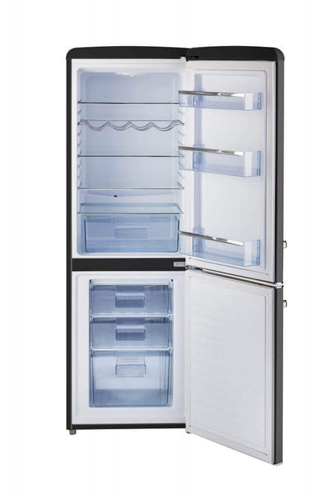 Unique 9 Cu/Ft Bottom Mount Retro Refrigerator open view from Cabin Depot