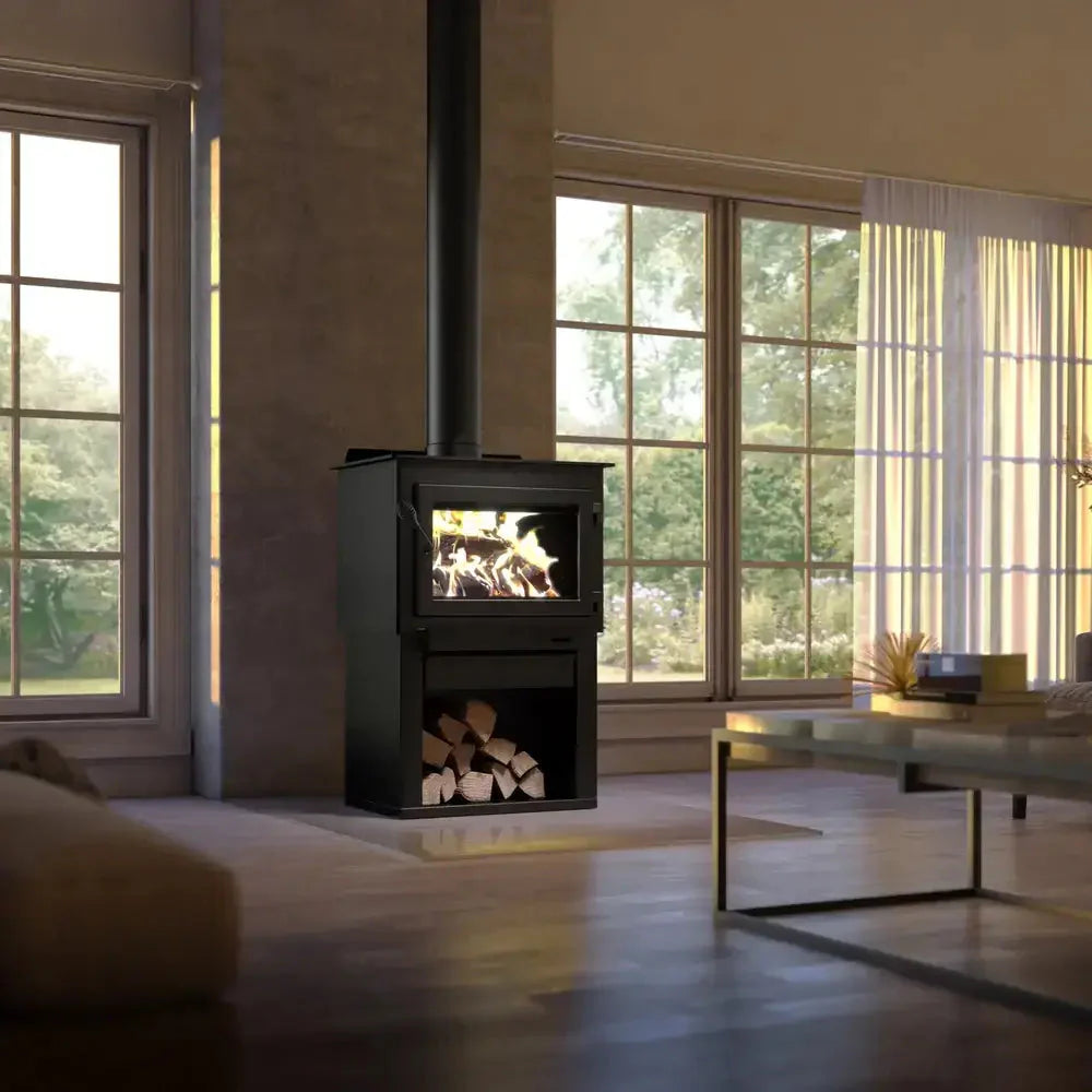Drolet Deco Alto Wood Furnace in style, heating room up to 2,100 ft², available at Cabin Depot with free shipping.