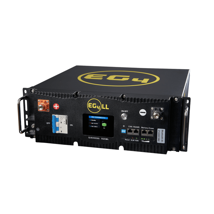 EG4 12V 400AH Lithium LL Server Rack Battery, available at Cabin Depot, featuring 5.12kWh capacity and 200A internal BMS.
