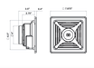 Technical drawing of Kedron 12V DC exhaust fan with dimensions, showcasing front and side views for precise installation.