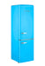 Bright blue Unique 9 Cu/Ft Bottom Mount Retro Refrigerator available at Cabin Depot, ideal for grid-tied homes, requires inverter for off-grid use.