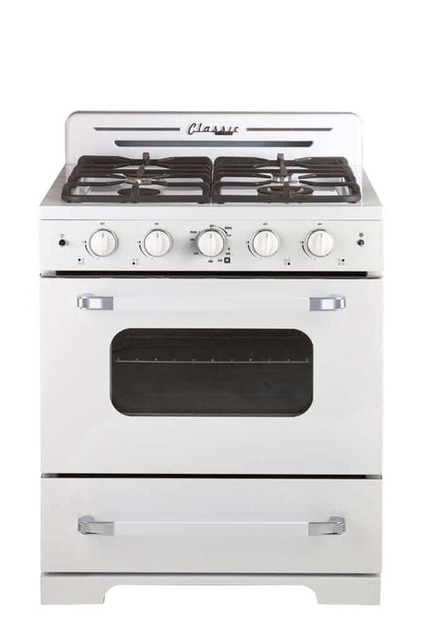 30" Classic Retro Convection Gas Range with Chrome Accents by Cabin Depot