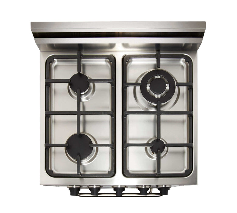 Top view of Unique Prestige 24" convection gas range with electric ignition, perfect for compact kitchens, available at Cabin Depot.