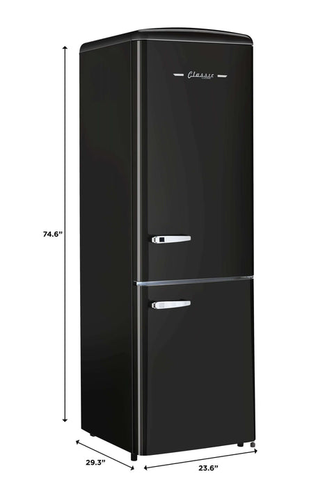 Unique 12 cu. ft. Classic Retro Bottom-Mount Refrigerator by Cabin Depot, black design, vintage style, top fridge for easy access.