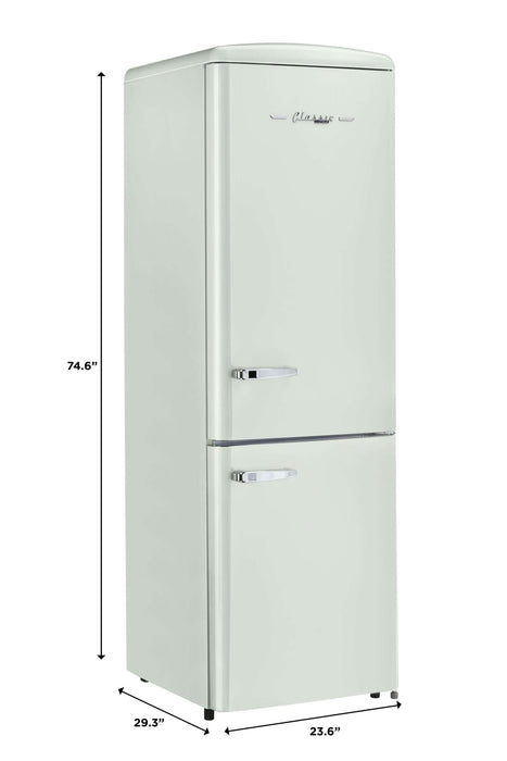Unique Classic Retro 12 Cu/Ft Bottom-Mount Refrigerator with AC from Cabin Depot, featuring top-mounted fridge and retro design.