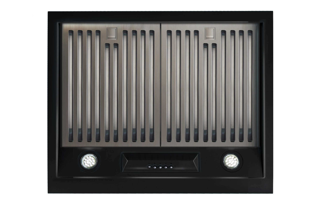 Unique 24-inch Classic Retro Range Hood with LED lights, perfect for cabin kitchens. Available at Cabin Depot.