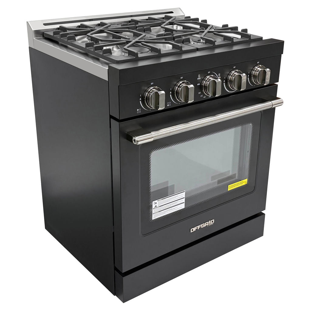 Unique 30" Modern Off-Grid Propane Range - Black