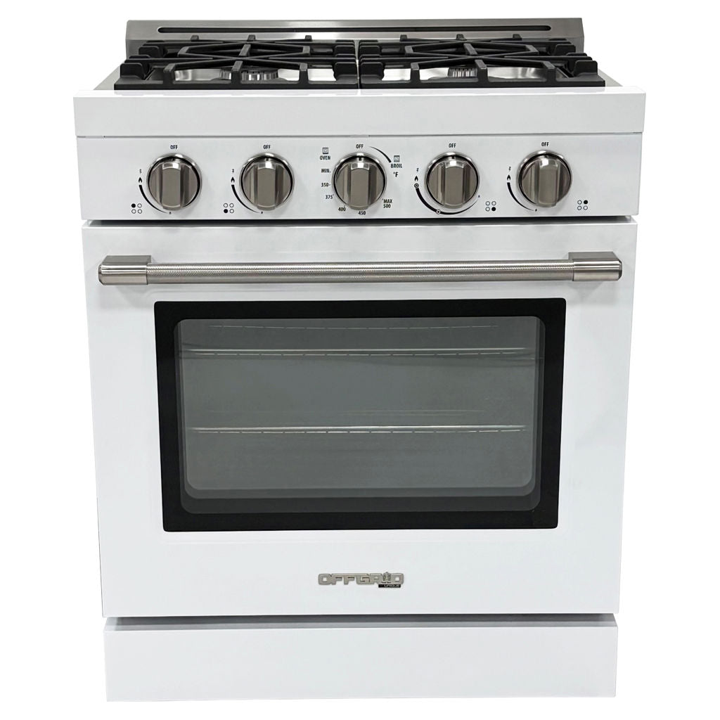Unique 30" Modern Off-Grid Propane Range - White