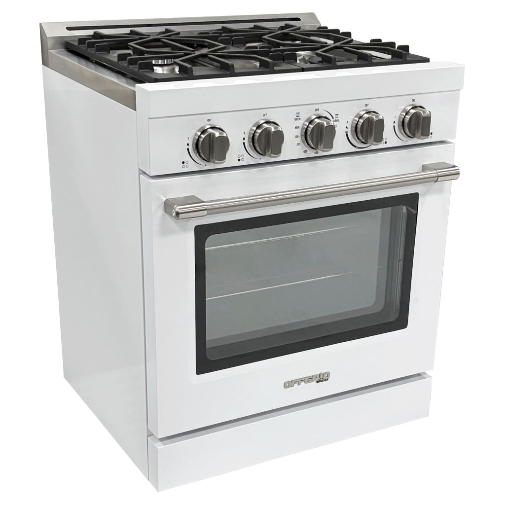 Unique 30" Modern Off-Grid Propane Range - White