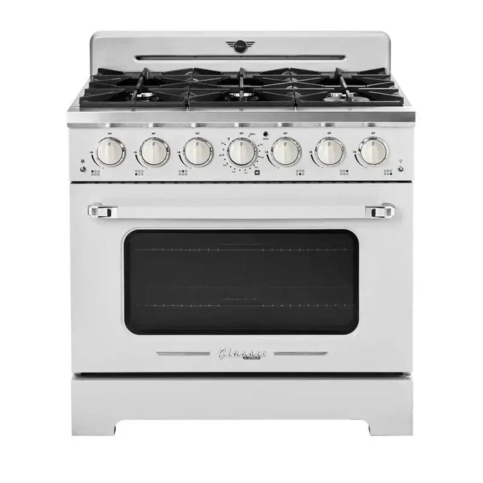 Unique 36" Classic Retro Convection Gas Pro Range with Electronic Ignition, available at Cabin Depot.