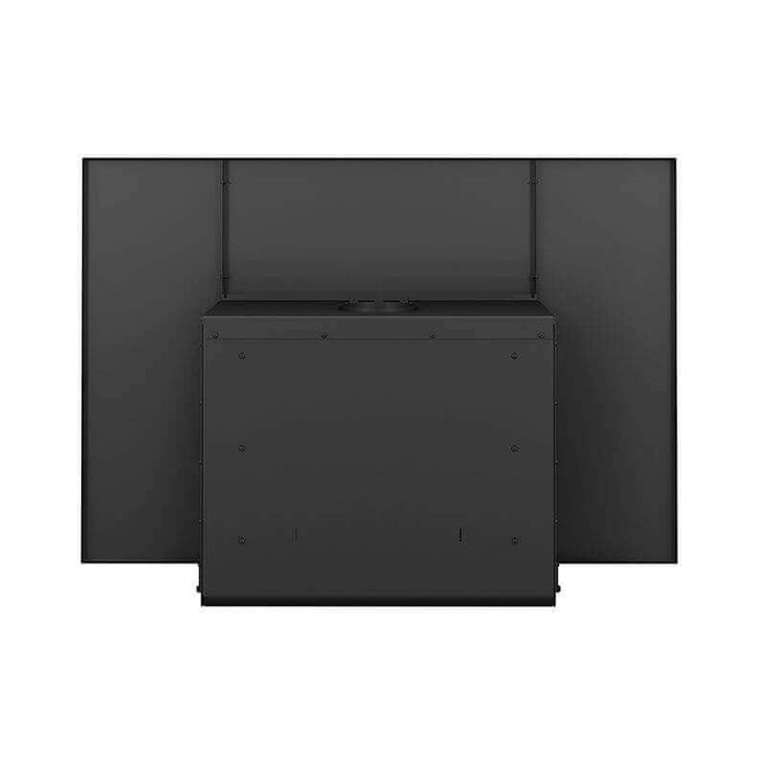 Back view of Century CW2900 Wood Stove with adjustable faceplate, ideal for cabin use, available at Cabin Depot.