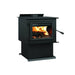 Century FW3500 Wood Stove with logs burning, EPA certified. Available at Cabin Depot with free shipping. High-efficiency heating solution.