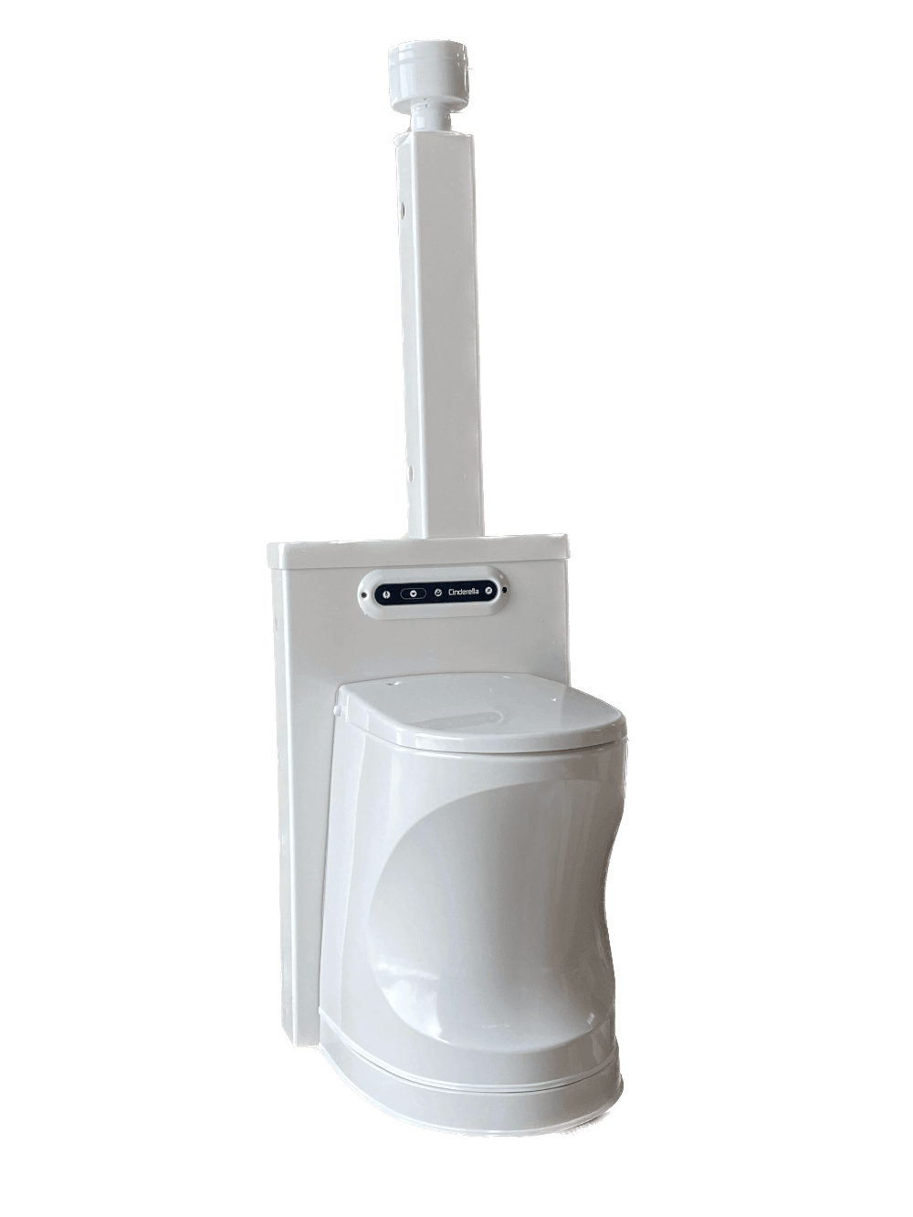 Cinderella Travel Build-In-Box toilet from Cabin Depot, designed for easy installation in cabins without using walls or cabinets.