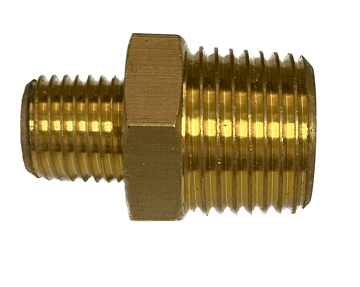 Cinderella 1/4"-1/2" Brass Connector for Cabin Depot, ideal for converting couplers in Freedom GAS systems.