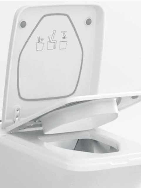 Cinderella Comfort toilet with sealed lid and seat including gasket assembly, perfect for Cabin Depot installations.