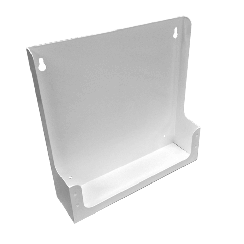 Cinderella Steel Bag Holder in white for incineration toilets, holds 500 bags, available at Cabin Depot, dimensions 280x280x70 mm.
