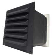 Cinderella Freedom Wall Vent intake valve, recycled PP plastic, for incineration toilets by Cabin Depot, exterior installation.