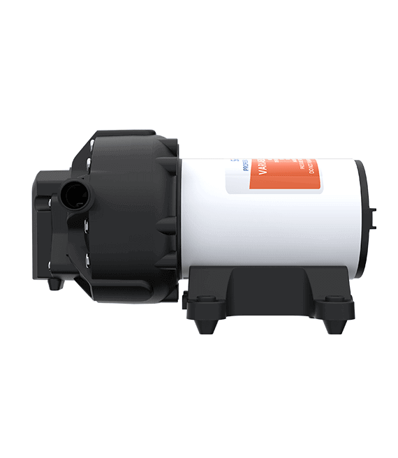 5GPM 12V Diaphragm Pump 60PSI Side View, by Seaflo, sold by Off-Grid Living Solutions Provider, The Cabin Depot Canada/USA