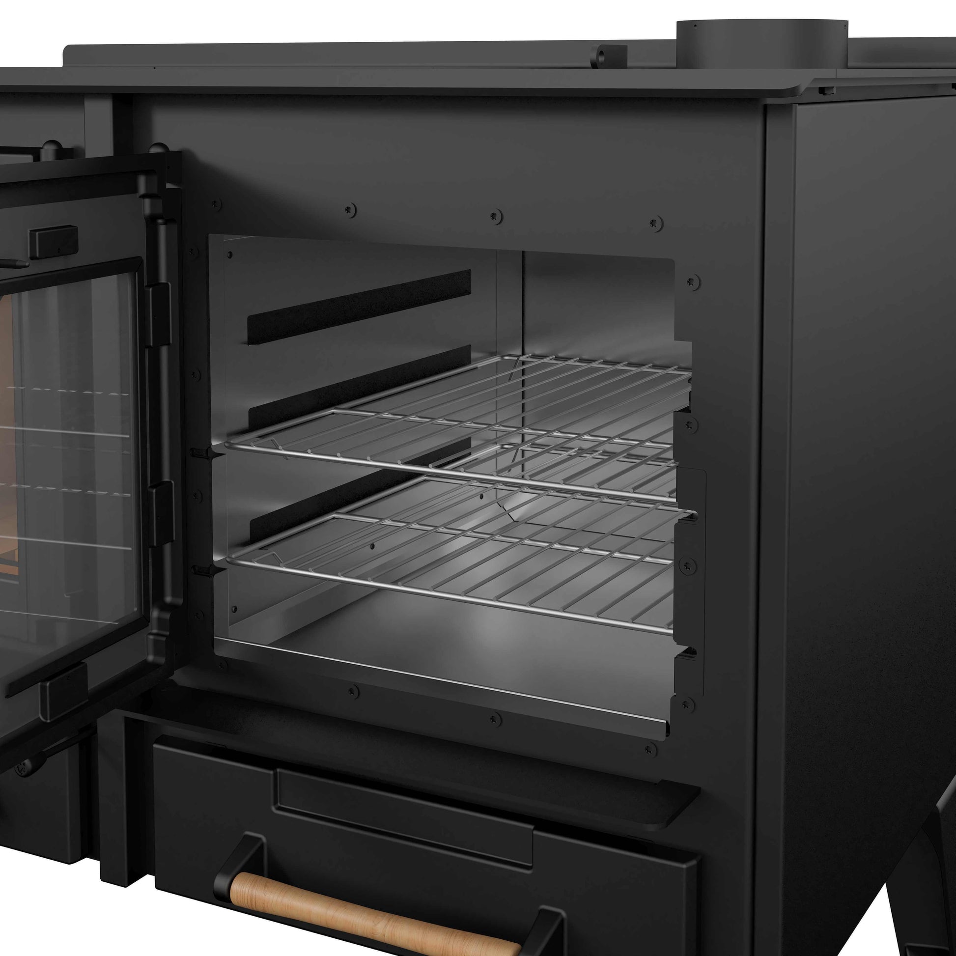 Drolet Chic-Choc Cook Stove oven interior detail from Cabin Depot