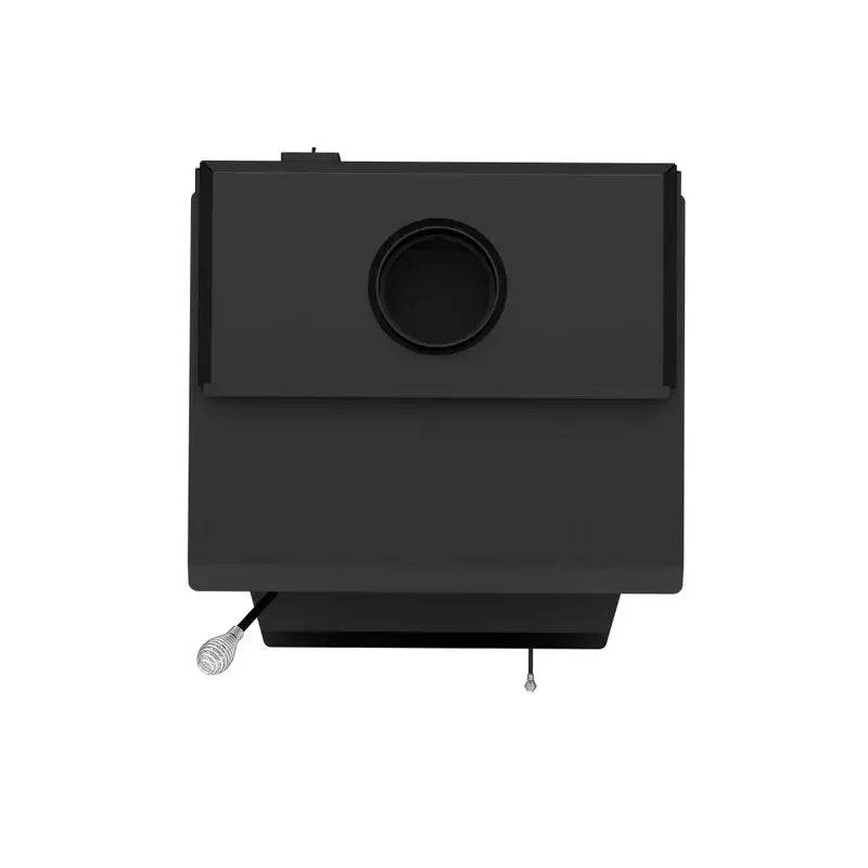 Top view of Drolet Escape 1800 Wood Stove on legs, featuring heavy duty steel top, available at Cabin Depot with free shipping.