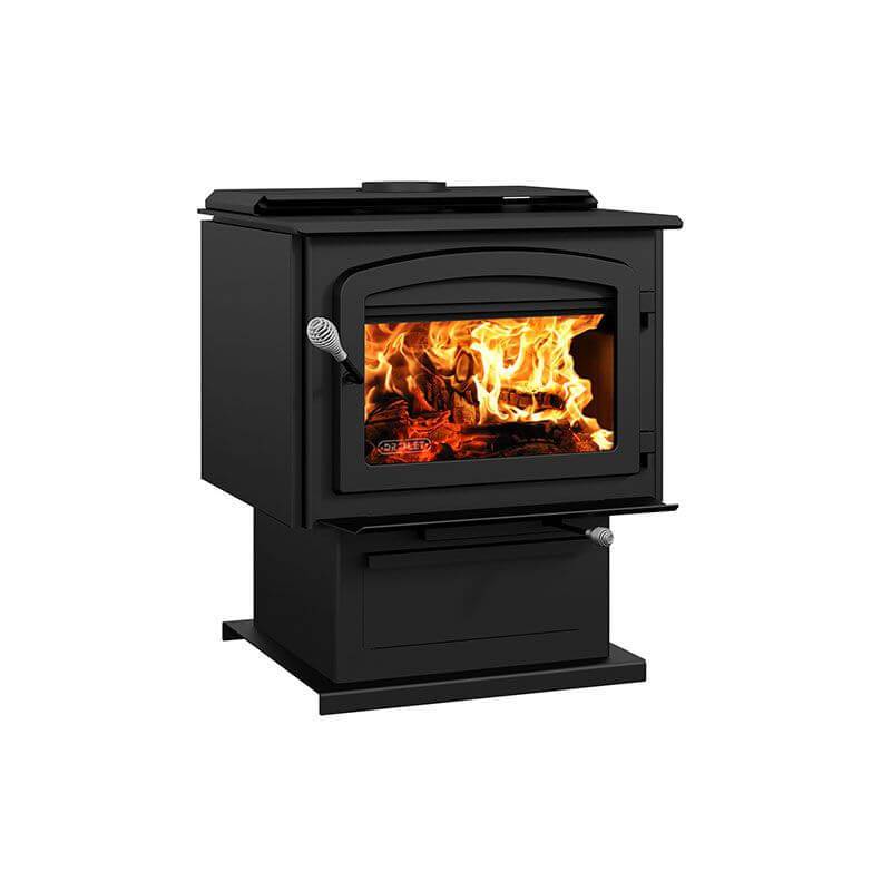 Drolet Escape 2100 Wood Stove, powerful heating up to 2,700 ft², available at Cabin Depot. Pre-order with free shipping.