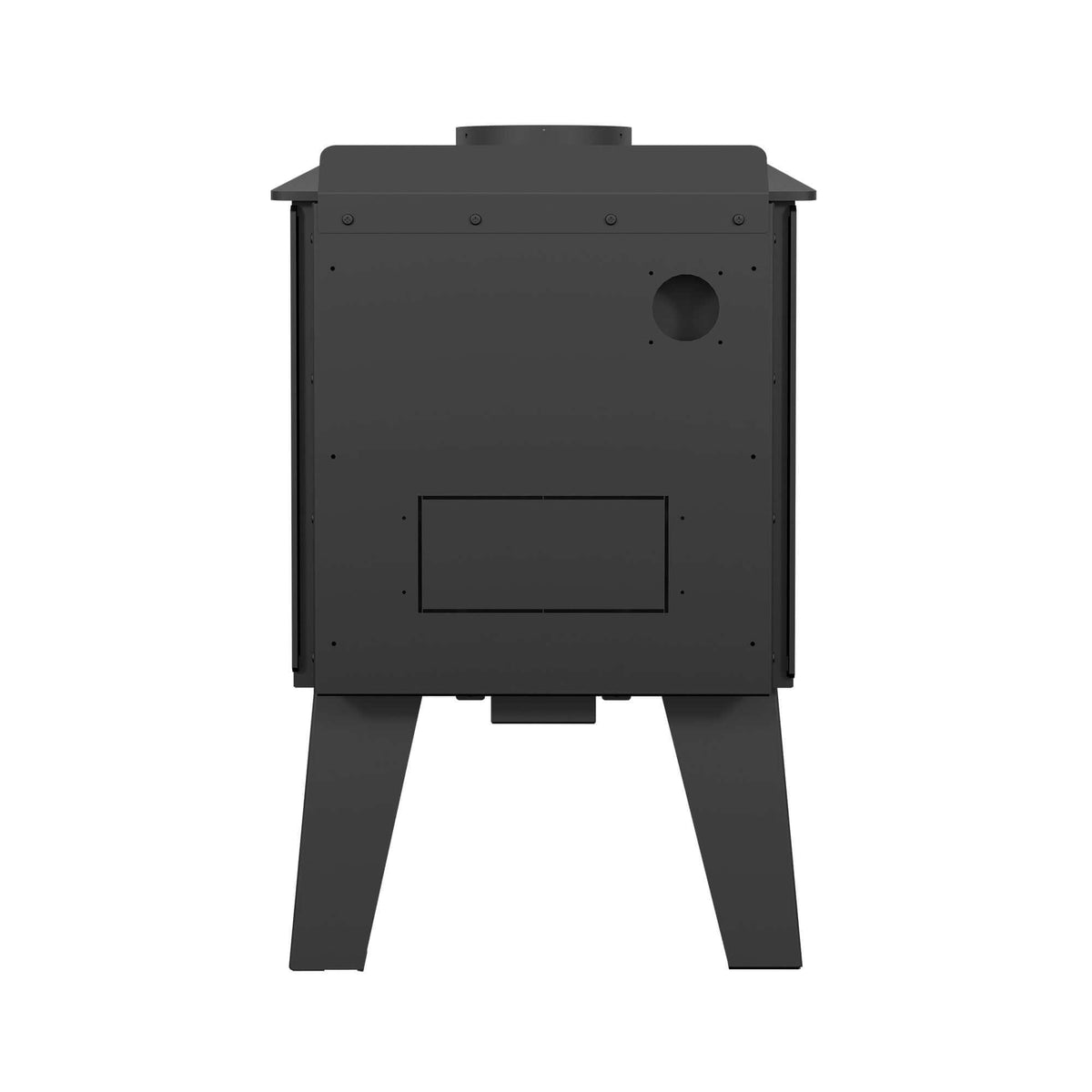 Drolet Fox Wood Stove - Cabin Depot - Compact, EPA Certified, 45,000 BTU, Heats Up to 1,200 sq ft - Cast Iron Door with Fox Design