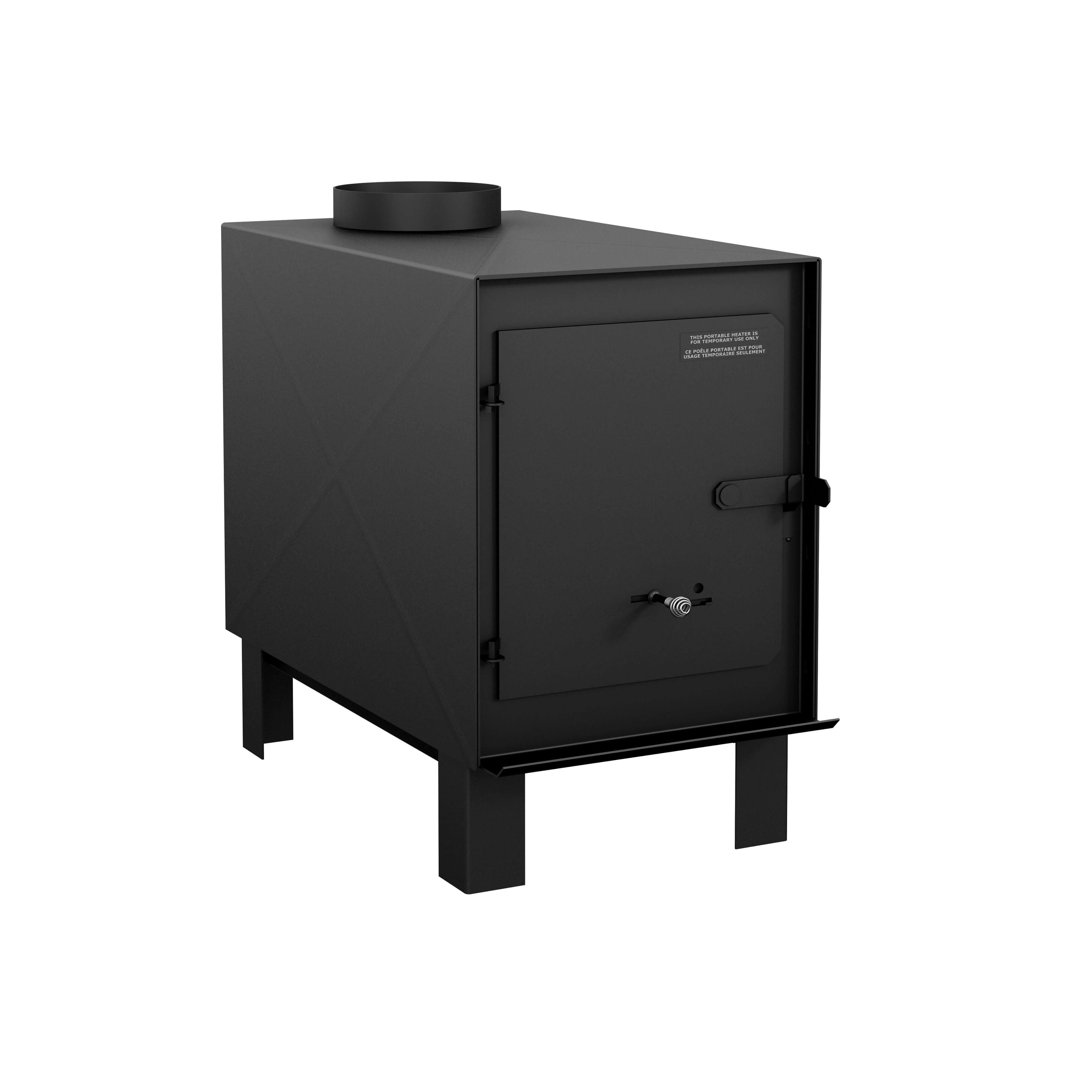 Drolet Hunter Camp Stove available at Cabin Depot. Ideal for temporary use with sturdy steel construction for cooking and warming.