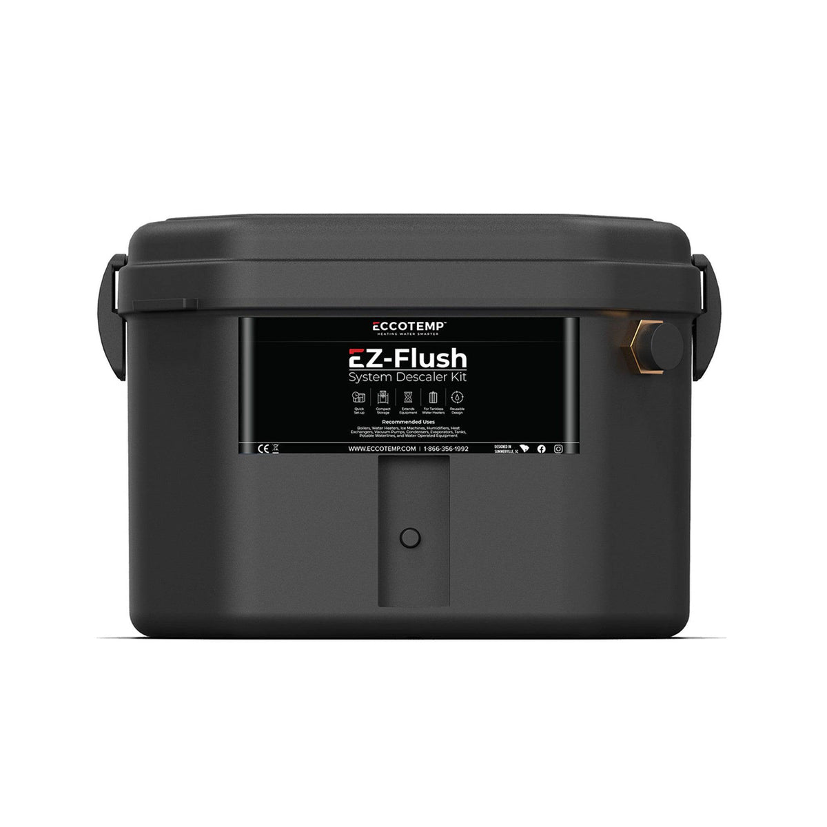 Eccotemp EZ-Flush System Descaler Kit for water heaters, available at Cabin Depot, designed to dissolve water scale and rust buildup.