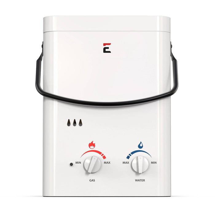 Eccotemp L5 tankless water heater for campsites and cabins, available at Cabin Depot. Portable design with easy-to-use controls.