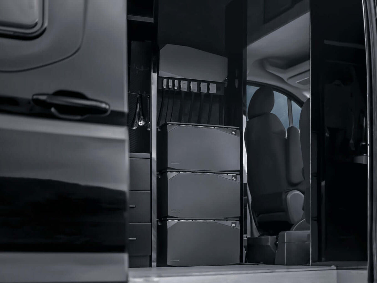 EcoFlow 2kWh Power Kits Combo 4 in van interior, perfect for RVs and off-grid builds. Available at Cabin Depot.