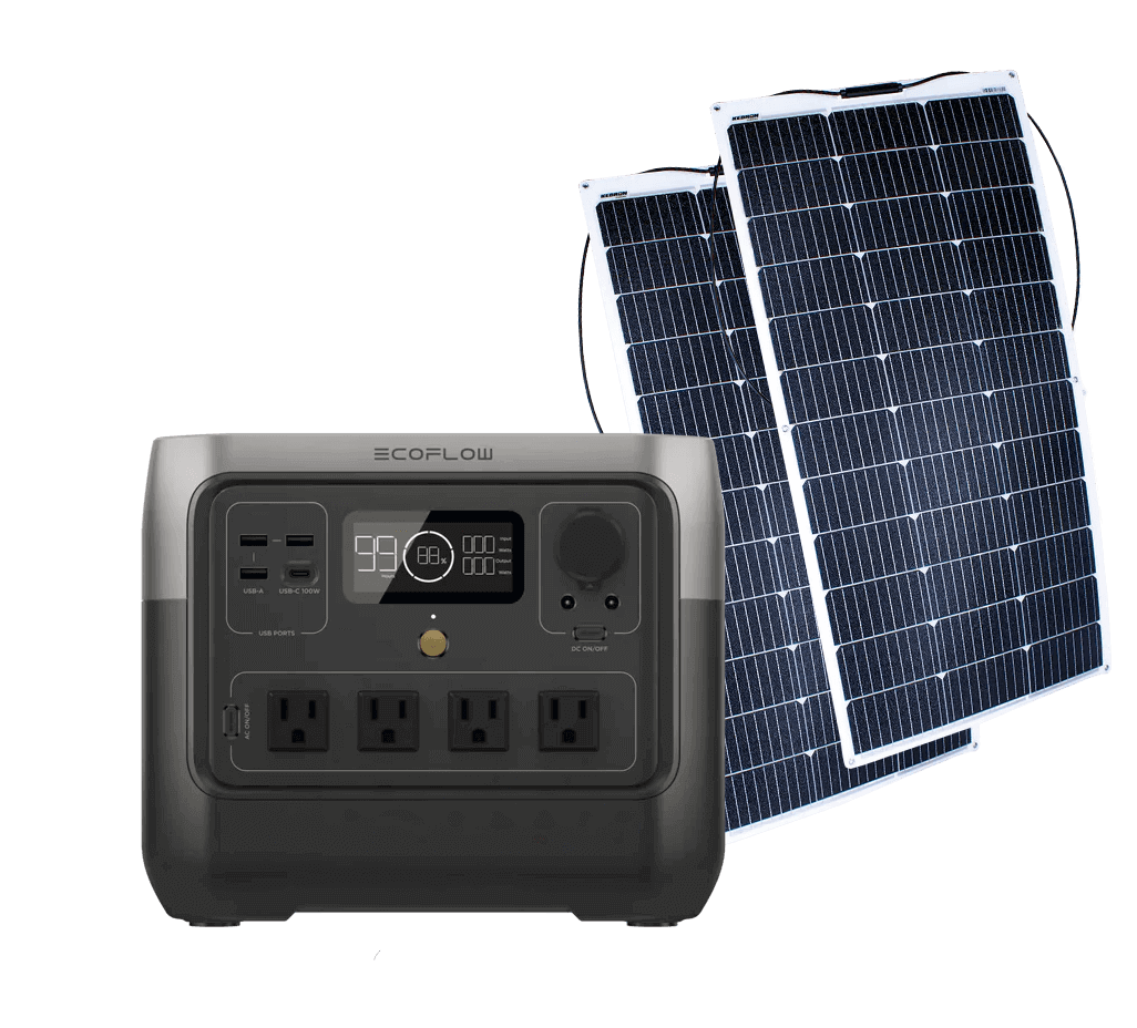 EcoFlow RIVER 2 Pro Portable Power Station with solar panels, available at Cabin Depot. Fast charging, modular design. Free shipping in Canada.