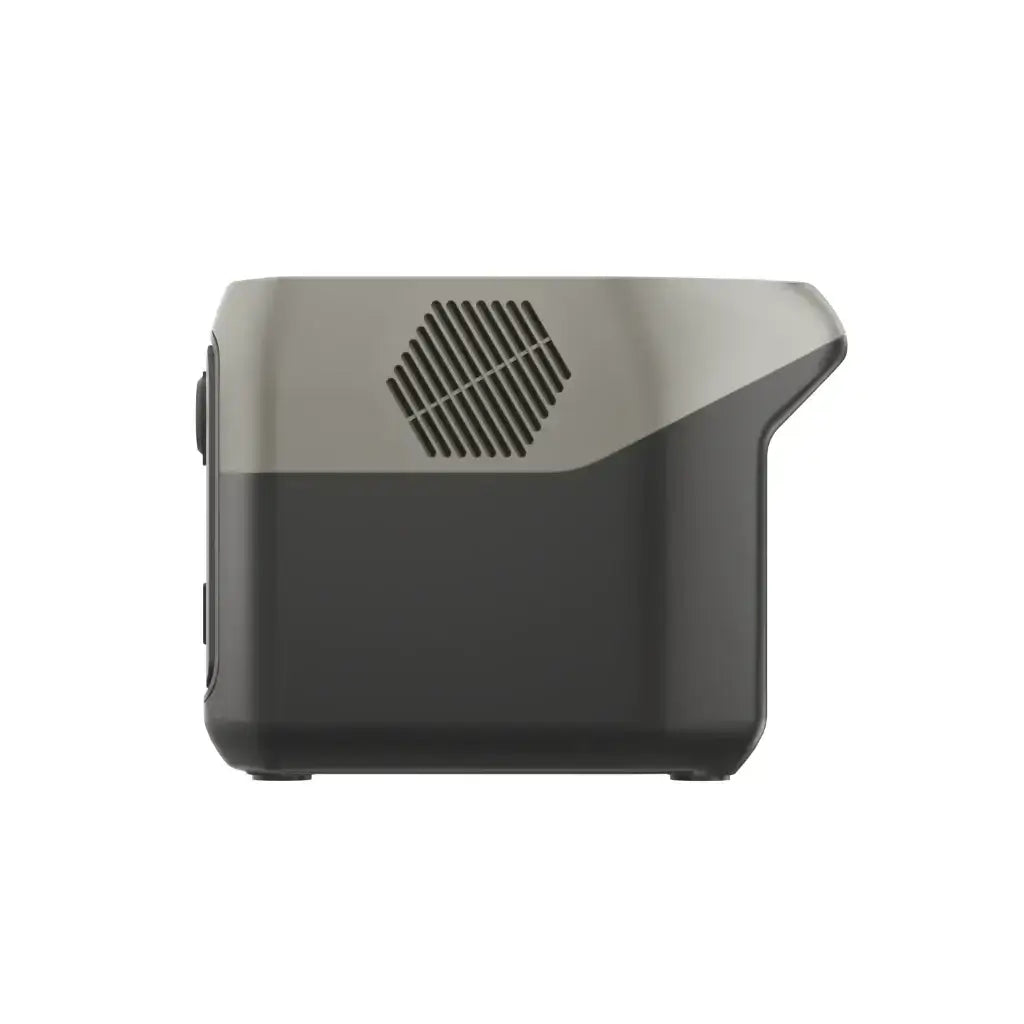 Side view of EcoFlow RIVER 2 Max Portable Power Station, available at Cabin Depot, featuring sleek design for quick charging.