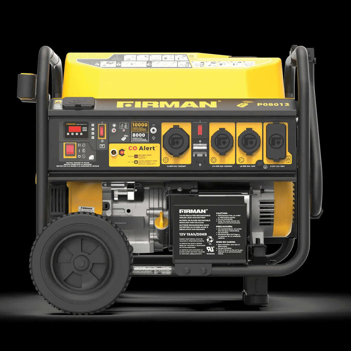 Firman 10000W Performance Series Generator with CO Alert, available at Cabin Depot, featuring remote start and portable design.