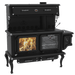 J.A. Roby Newton Wood Burning Cookstove with oven, food warmer, and water tank from Cabin Depot for efficient home heating.