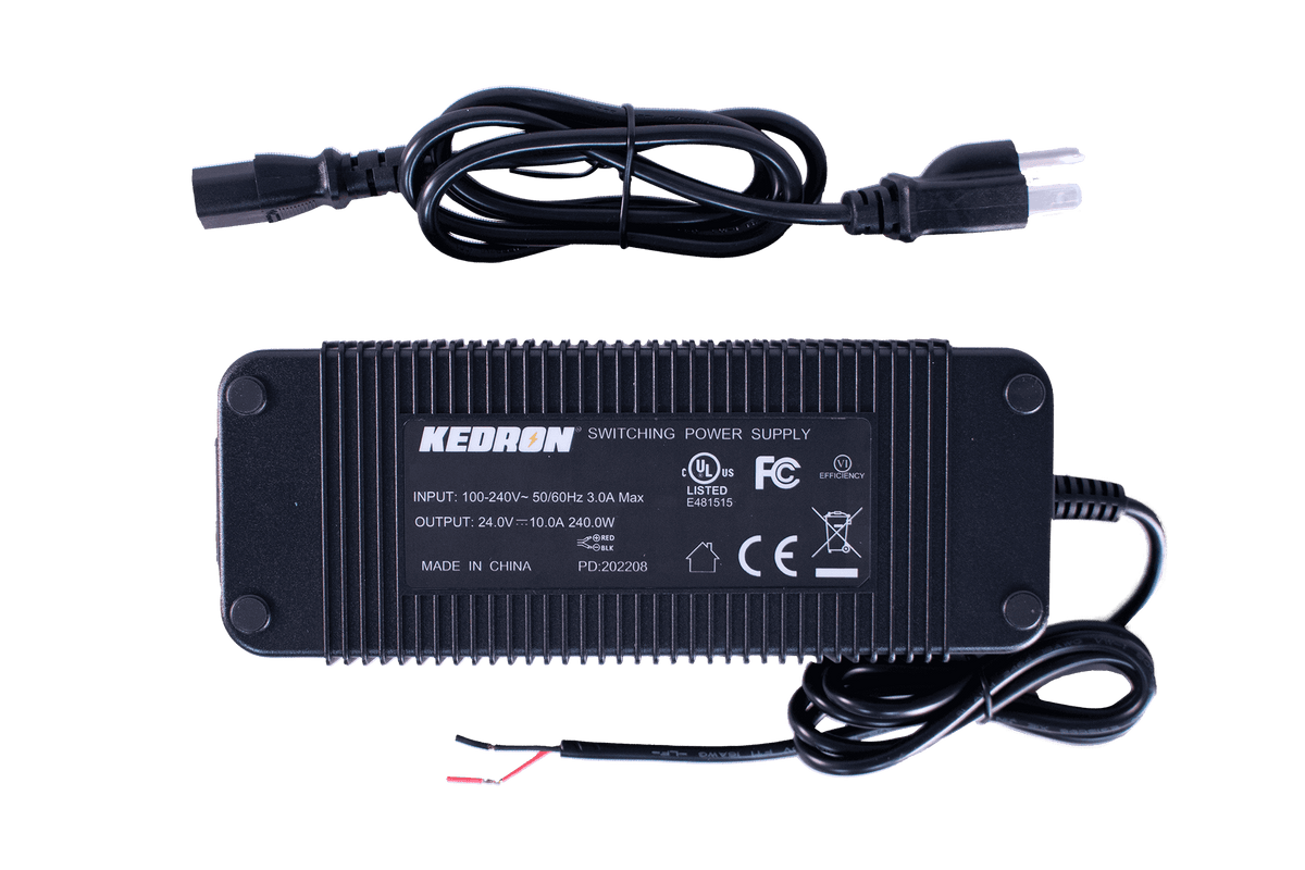 Kedron 24V/10A 110V Adapter, ETL certified, compatible with SunStar refrigerators and freezers. Available at Cabin Depot.