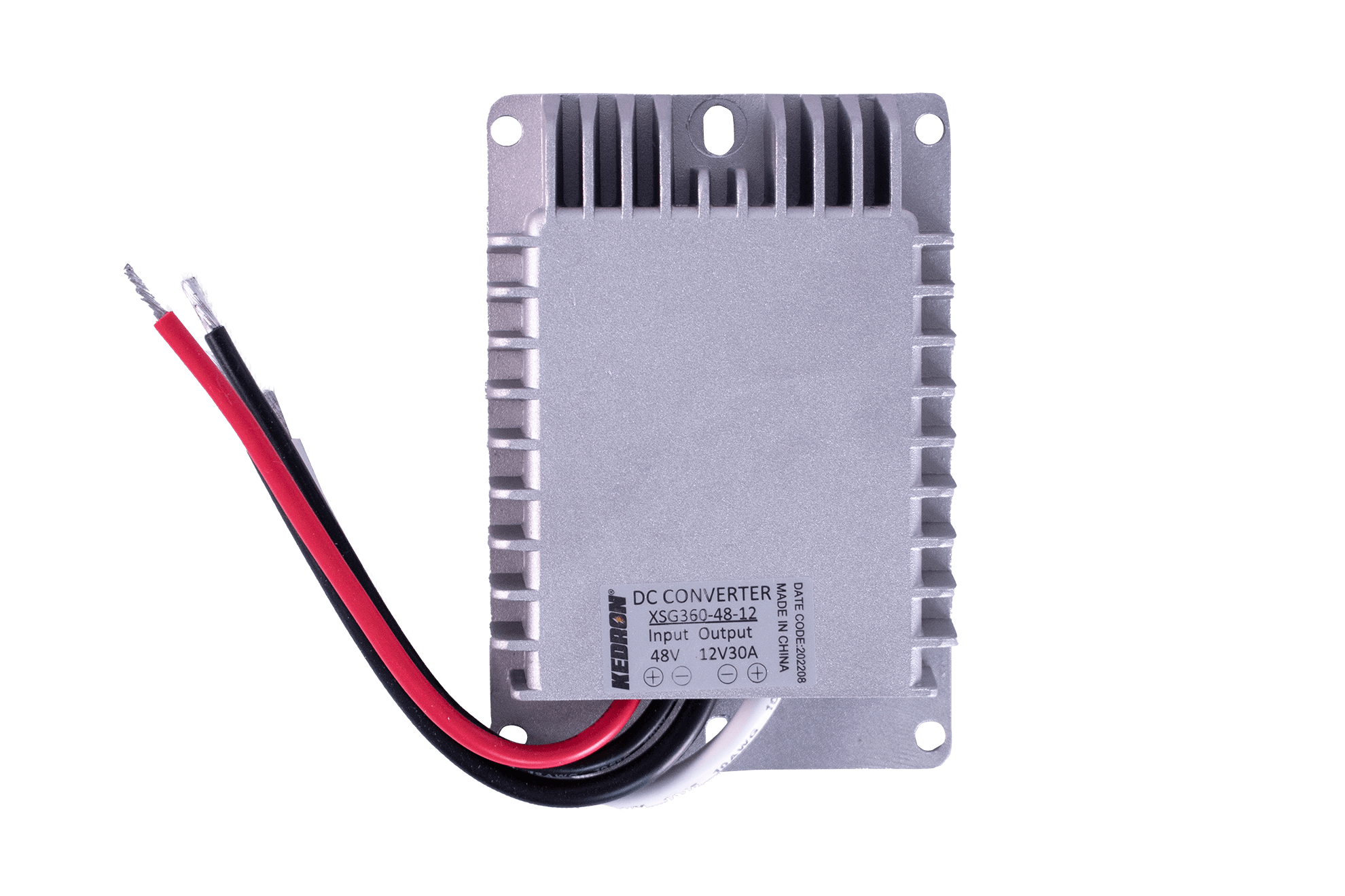 Kedron 48V to 12V 30A step down converter for efficient battery use, available at Cabin Depot
