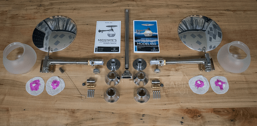 Midstate Model 450 Propane Lamp Double Ceiling Mount components from Cabin Depot