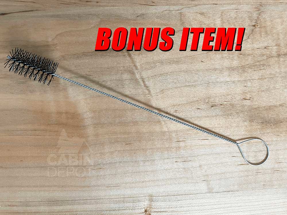 Bonus cleaning brush for Cabin Depot's Double Ceiling Mount Propane Lamp purchase