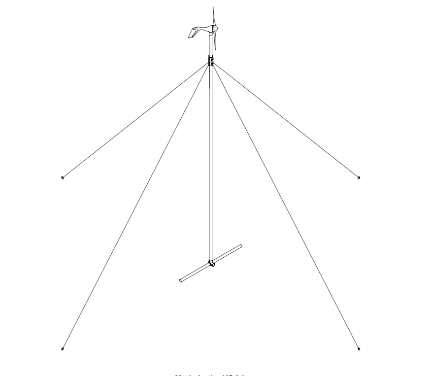 Diagram of Primus 48V Wind Power Air 40 with Control Panel and 27' Tower Kit for remote energy, available at Cabin Depot.