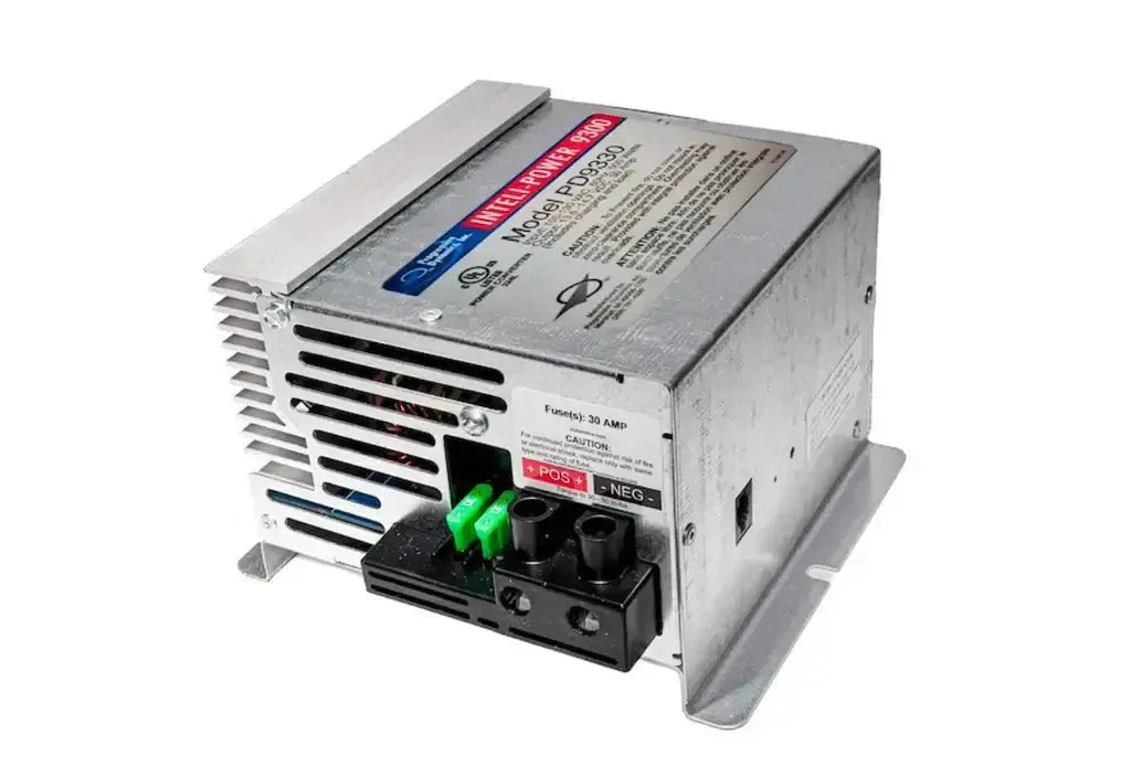 Progressive Dynamics 9300 Series 12V 30A Converter Charger at Cabin Depot, compatible with FLA, AGM, LiFePO4 batteries.