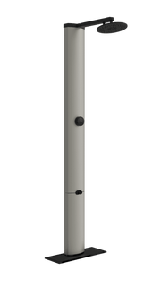 RainStick Shower in brushed nickel, energy-saving smart home fixture, available at Cabin Depot for eco-friendly bathroom remodels.
