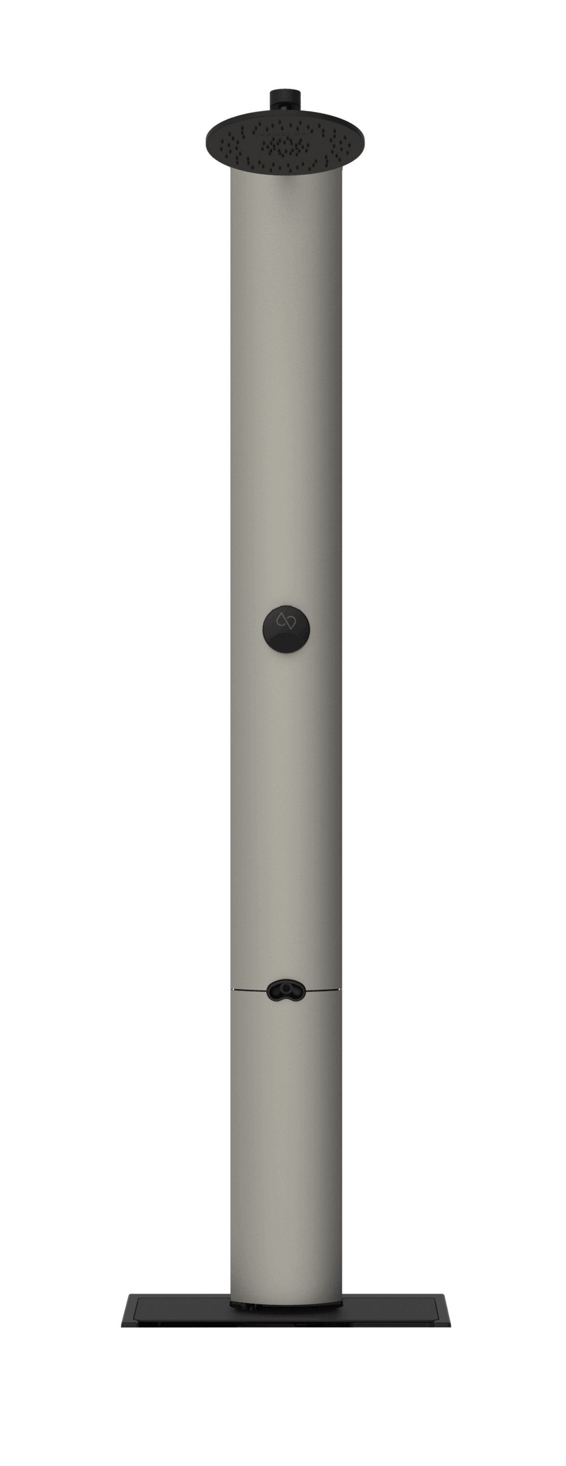 RainStick Shower in matte black and brushed nickel from Cabin Depot, eco-friendly with smart home connection and water-saving technology.