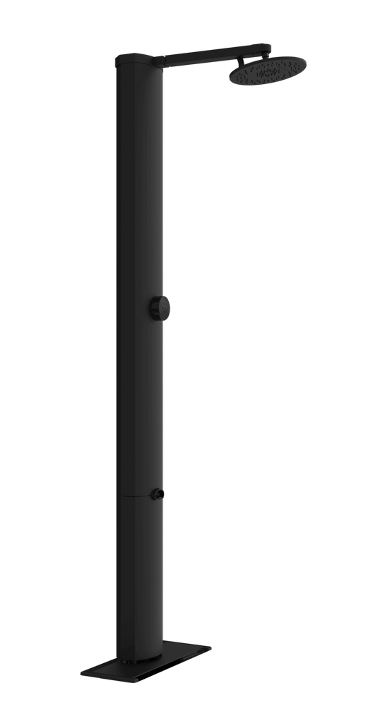 Matte Black RainStick Shower, energy-saving, smart home compatible, available at Cabin Depot for efficient water usage in renovations.