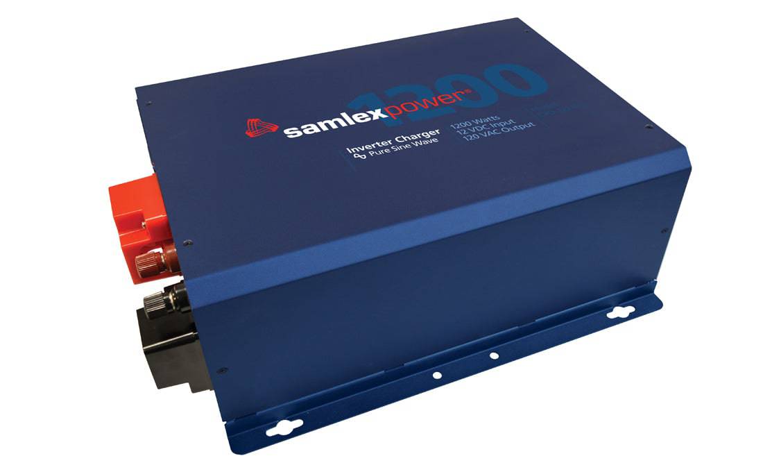 Samlex 1,200W EVO F Series Inverter/Charger for Cabin Depot, reliable AC power with 60A charger, compact design.