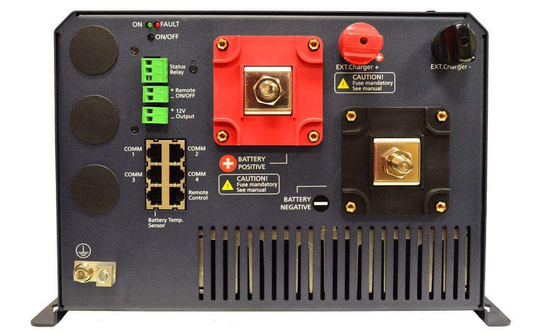 Back view of Samlex EVO-2224 2200W 24V Pure Sine Inverter/Charger for boats, RVs, and cabins available at Cabin Depot.